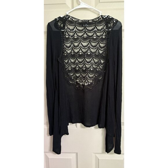 BCBG Max Azaria Shrug Cardigan Light Sweater Womens Small Black lace back - Picture 3 of 7